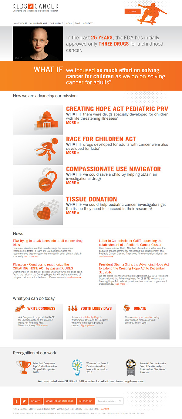 Kids v Cancer website